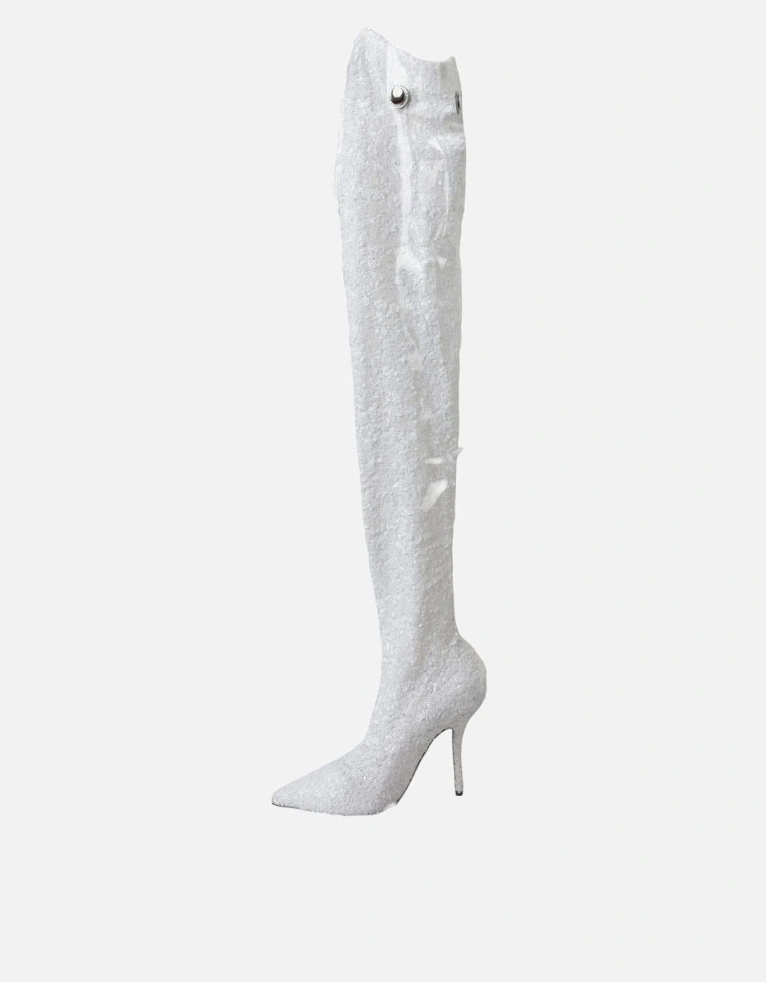 Sequin Knee High Boots Women - White