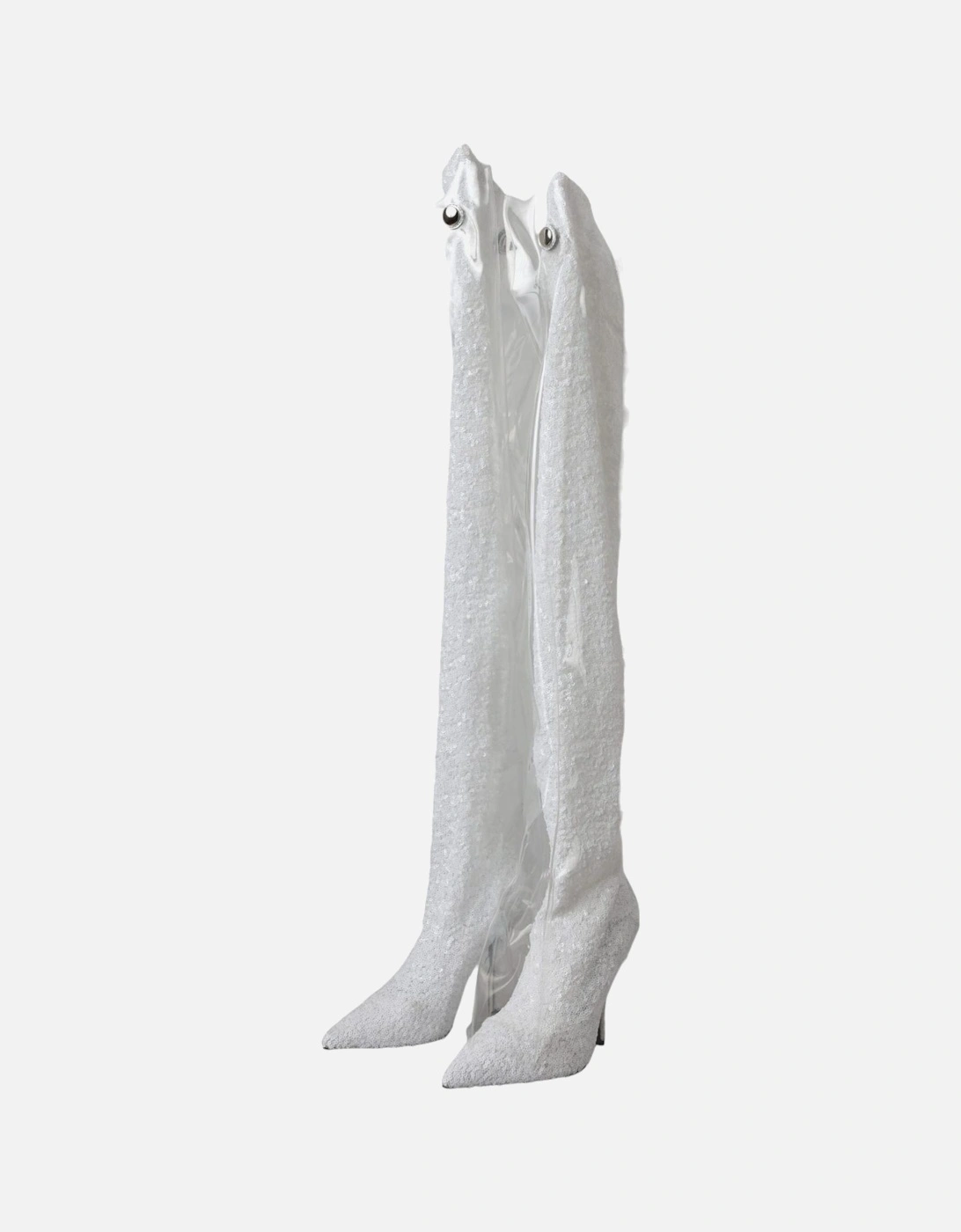 Sequin Knee High Boots Women - White