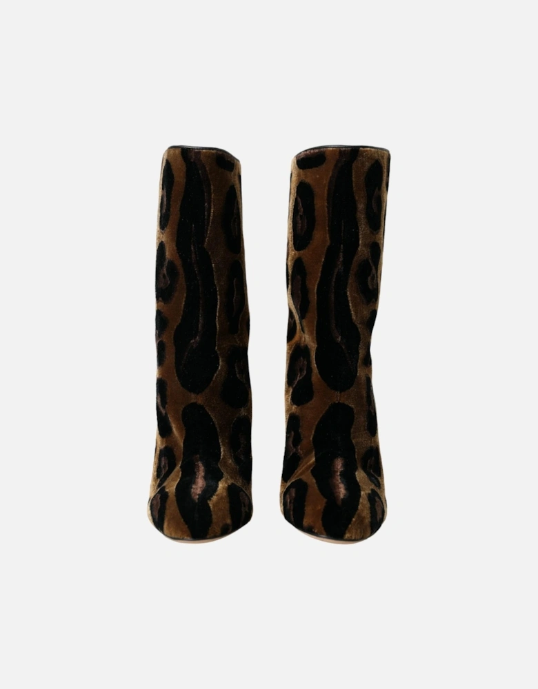 Authentic Mid Calf Boots with Leather Sole Women - Leopard Print