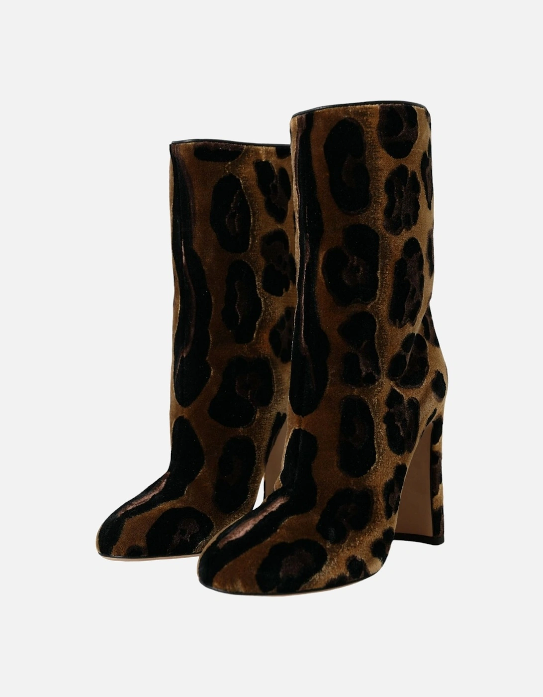 Authentic Mid Calf Boots with Leather Sole Women - Leopard Print