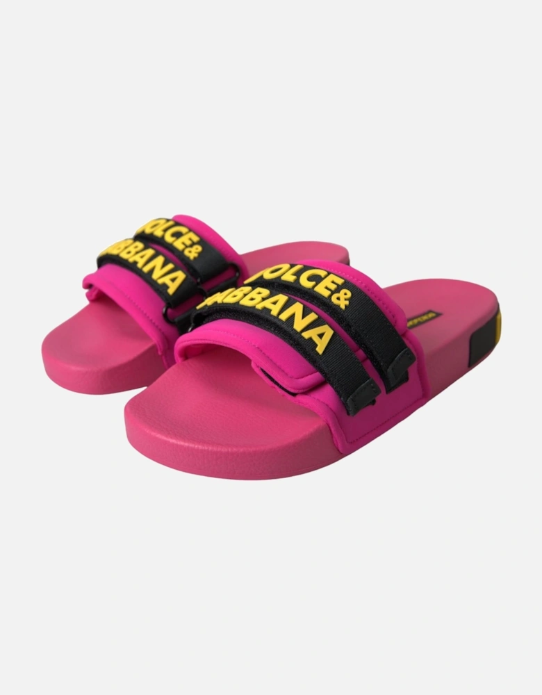 Flat Sandals with Logo Details and Rubber Sole Women - Pink Flat Shoes