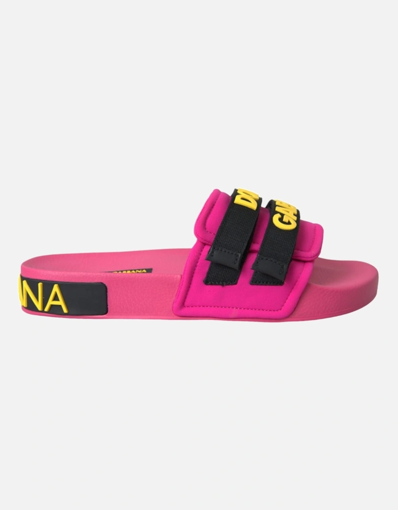 Flat Sandals with Logo Details and Rubber Sole Women - Pink Flat Shoes