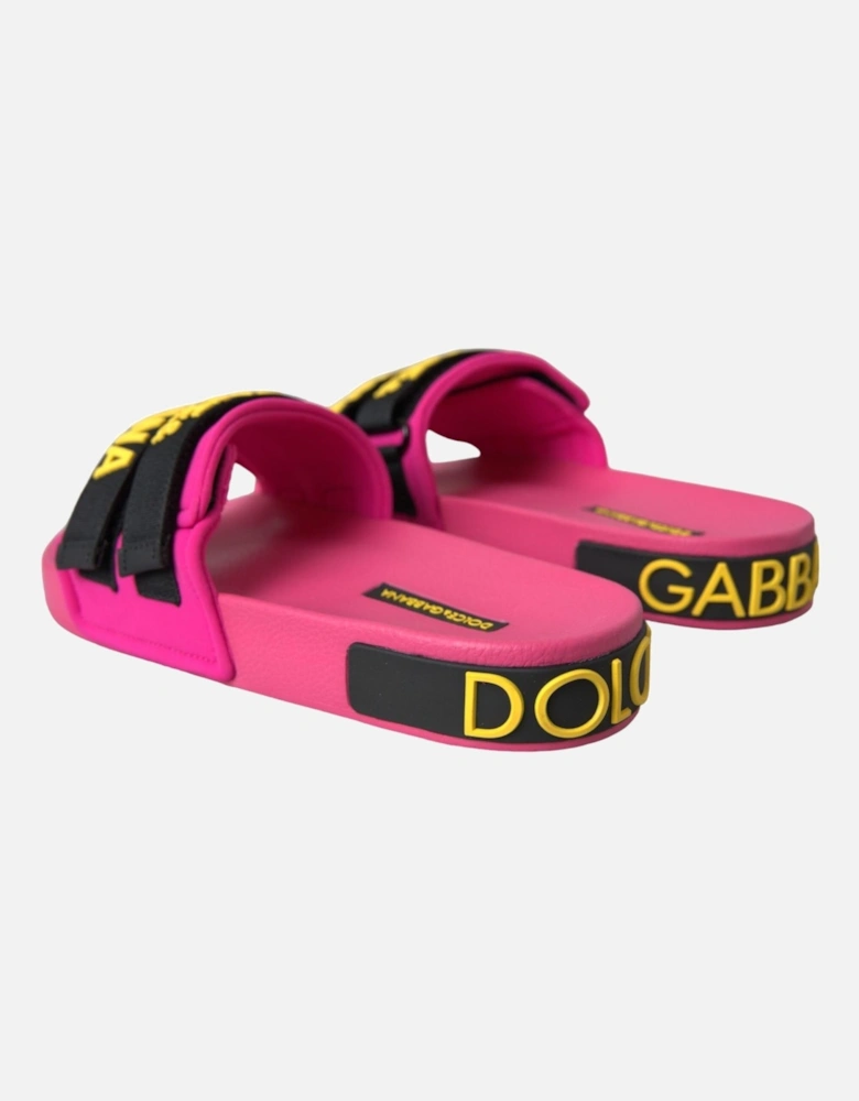 Flat Sandals with Logo Details and Rubber Sole Women - Pink Flat Shoes