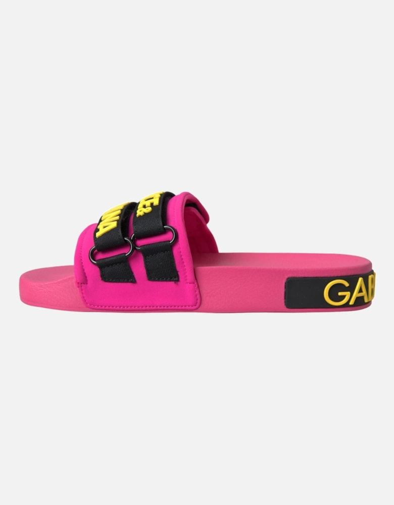 Flat Sandals with Logo Details and Rubber Sole Women - Pink Flat Shoes