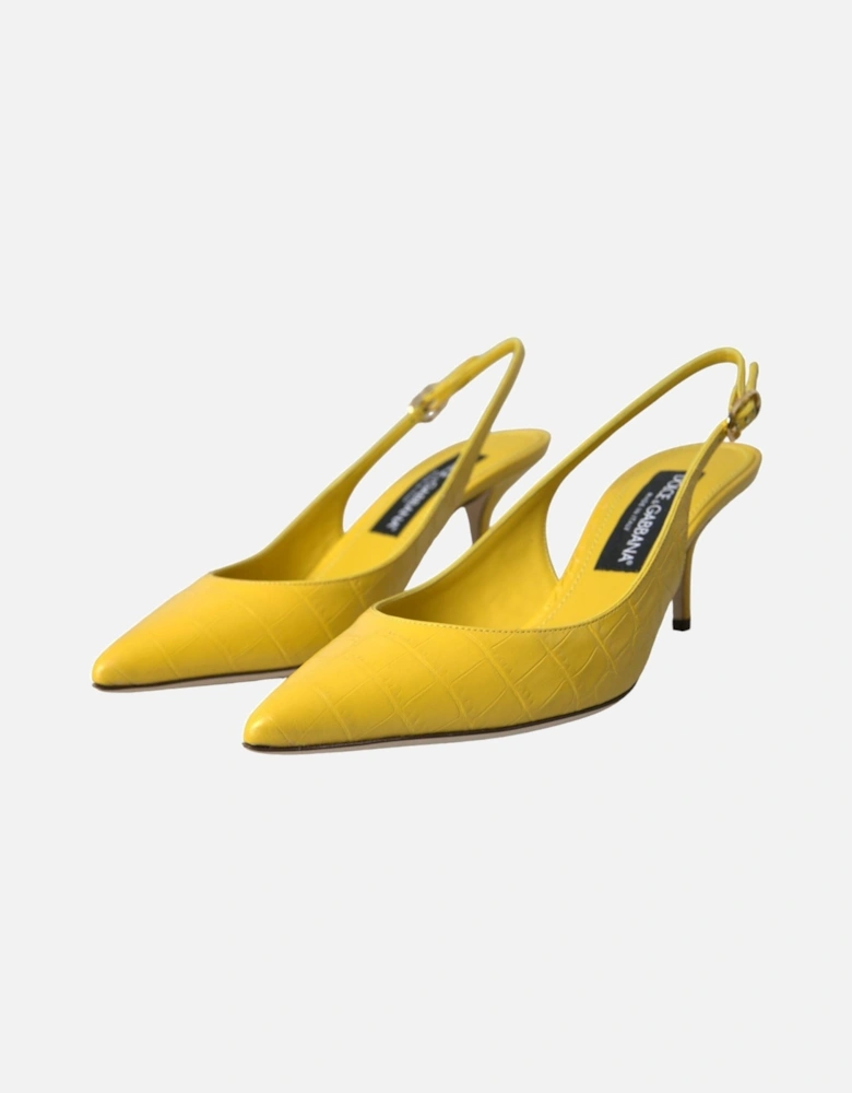 Slingback Pumps Yellow Crocodile Style Women Sandals