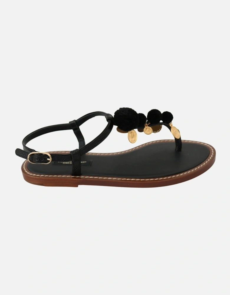 Dolce Gabbana PomPom Sandals Women - Black Flats