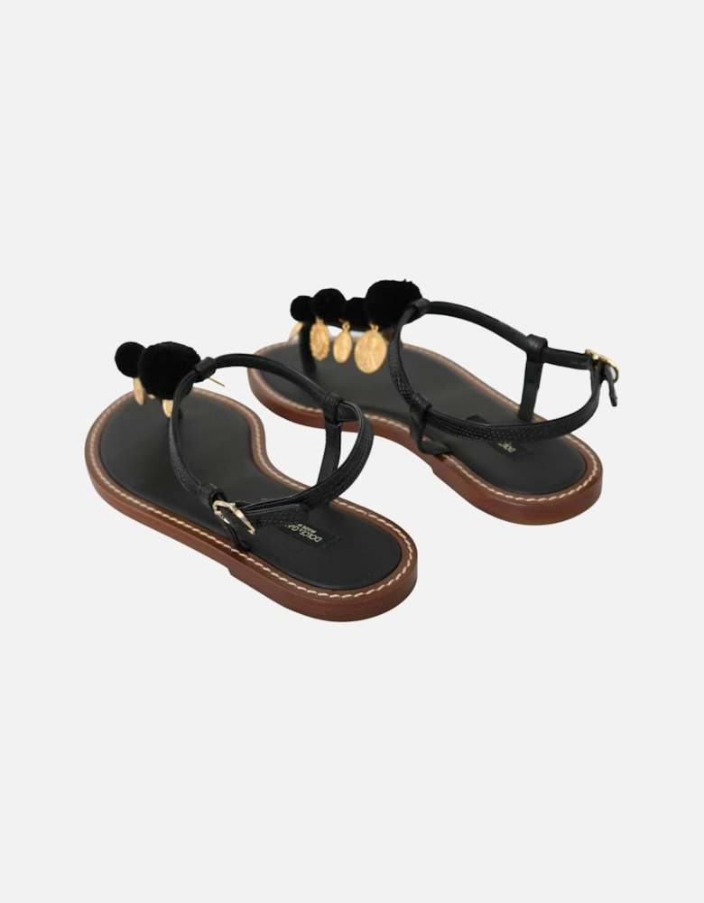 Dolce Gabbana PomPom Sandals Women - Black Flats