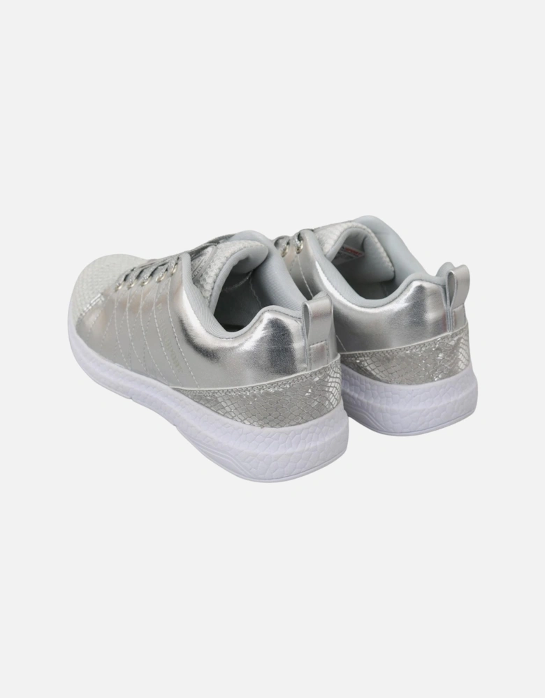 ilver Leather neaker Quilted Detail Women - Silver Sneakers