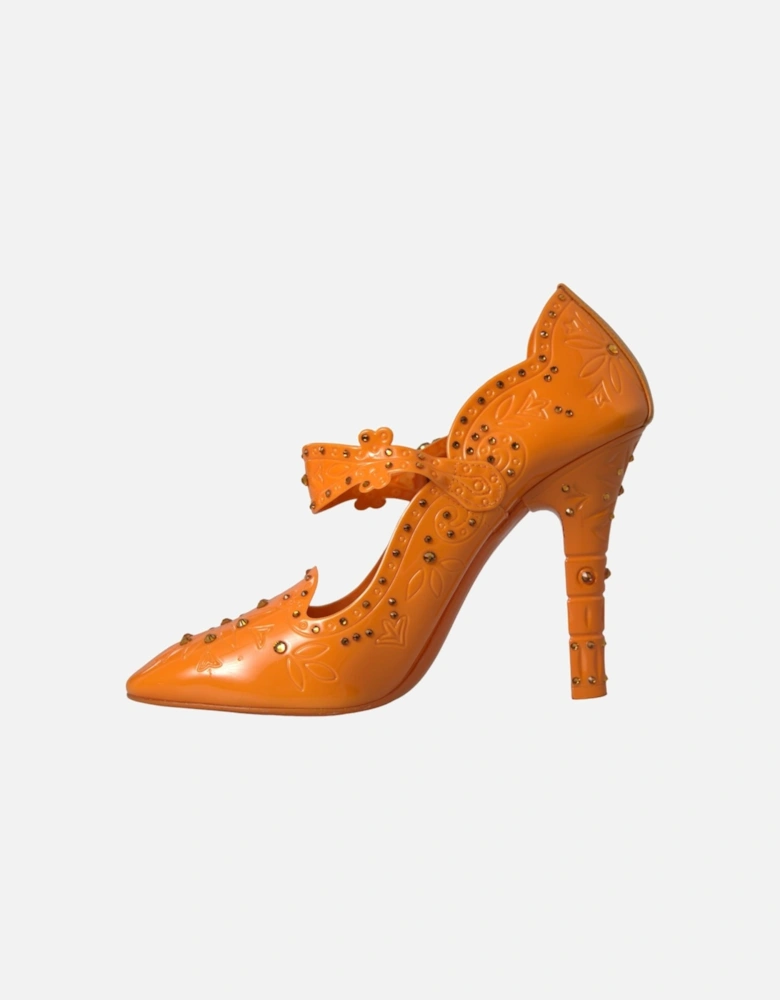 Multicolor Crystal Pumps with Rubber Sole Women - Orange