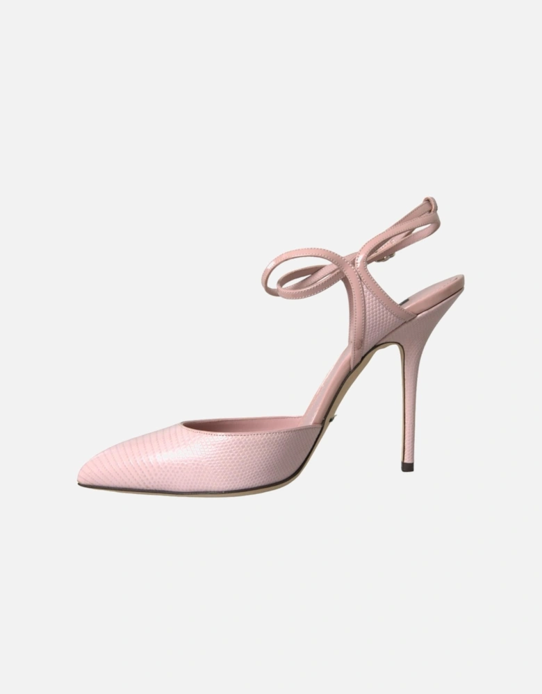 Ankle Strap Leather Heels with Buckle Closure Women - Blush Pumps