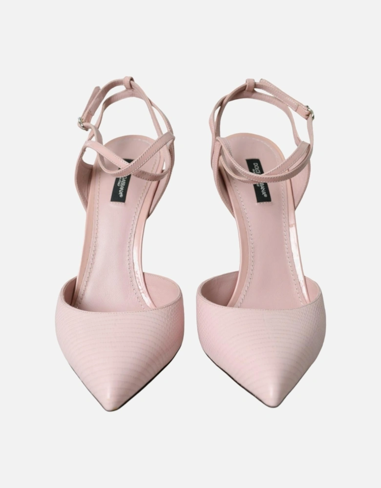 Ankle Strap Leather Heels with Buckle Closure Women - Blush Pumps