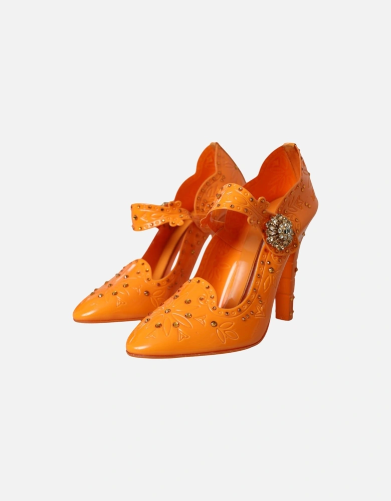 Multicolor Crystal Pumps with Rubber Sole Women - Orange