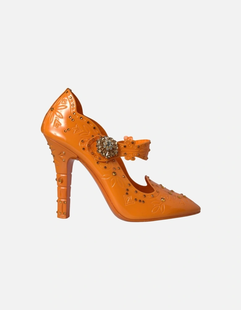 Multicolor Crystal Pumps with Rubber Sole Women - Orange