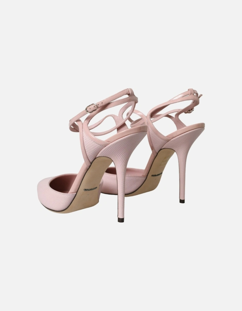 Ankle Strap Leather Heels with Buckle Closure Women - Blush Pumps