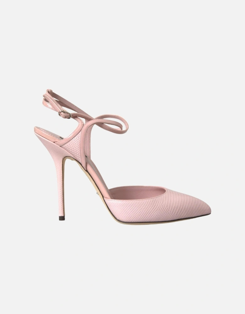 Ankle Strap Leather Heels with Buckle Closure Women - Blush Pumps