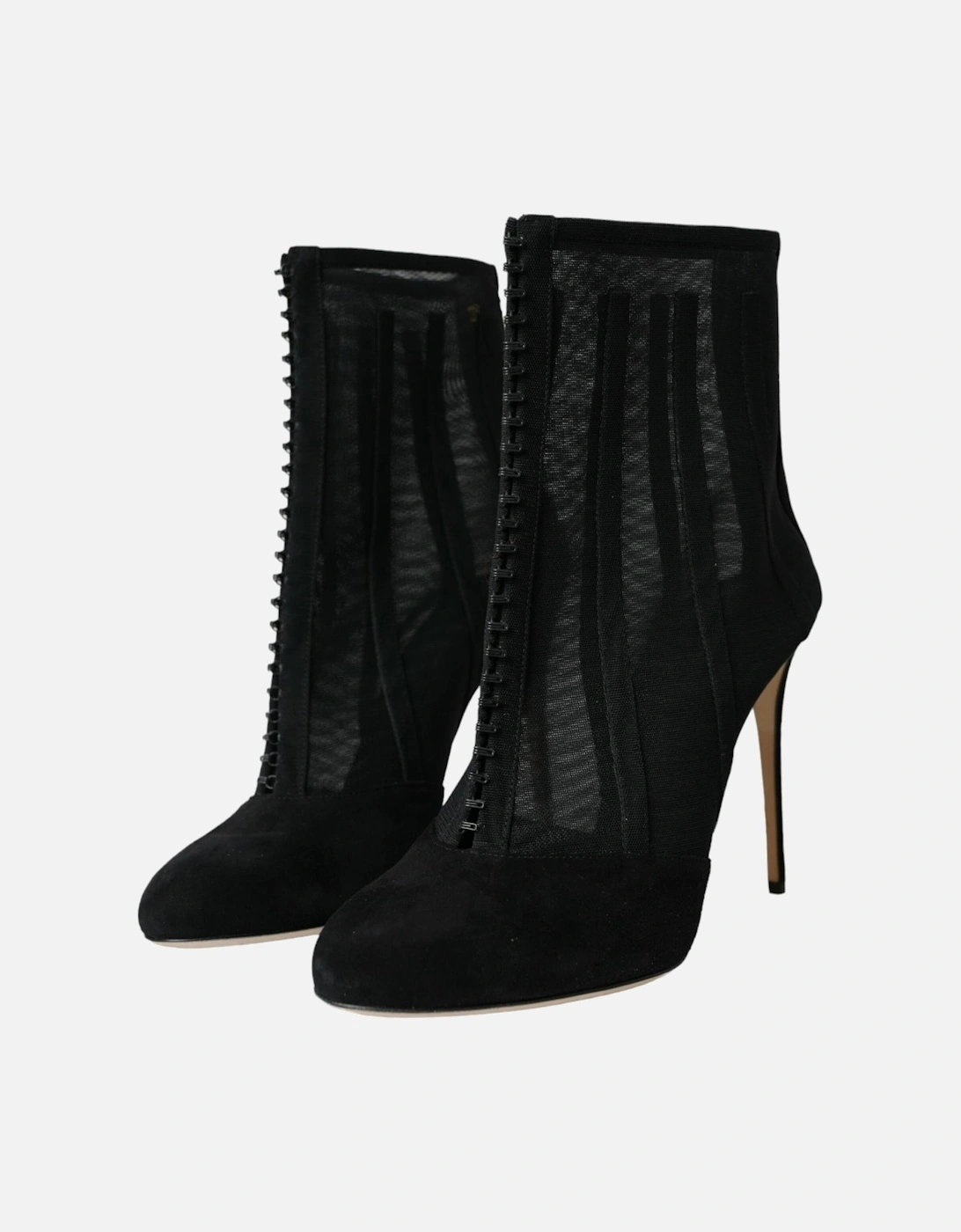 Mesh Ankle Boots with Leather Sole and Zip Closure Women - Black