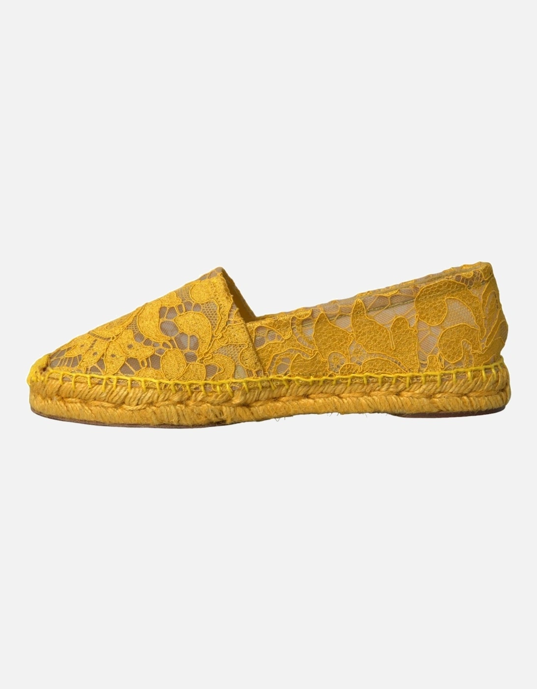 Lace Espadrille Loafers with Leather Sole. Women - Yellow Flats