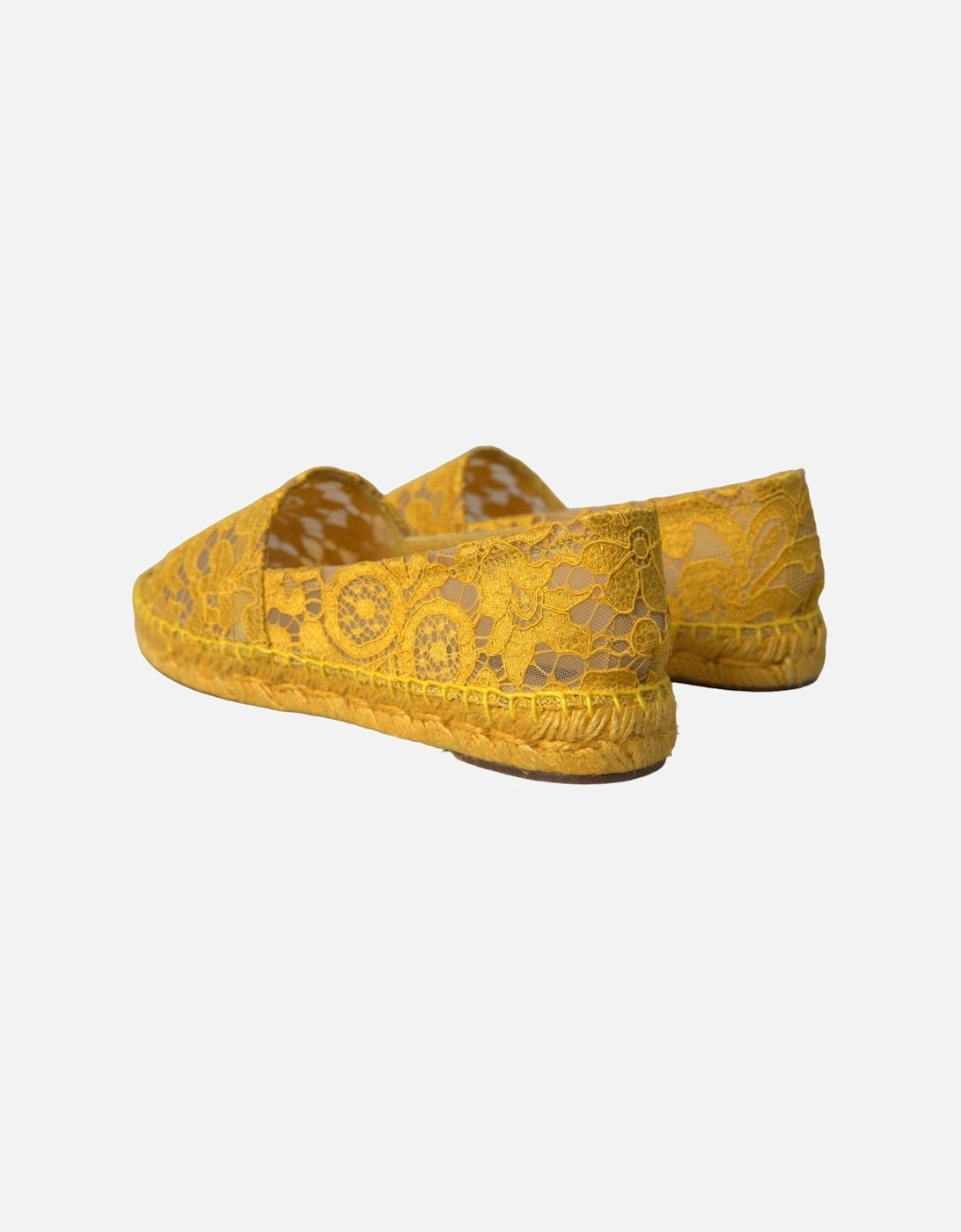 Lace Espadrille Loafers with Leather Sole. Women - Yellow Flats