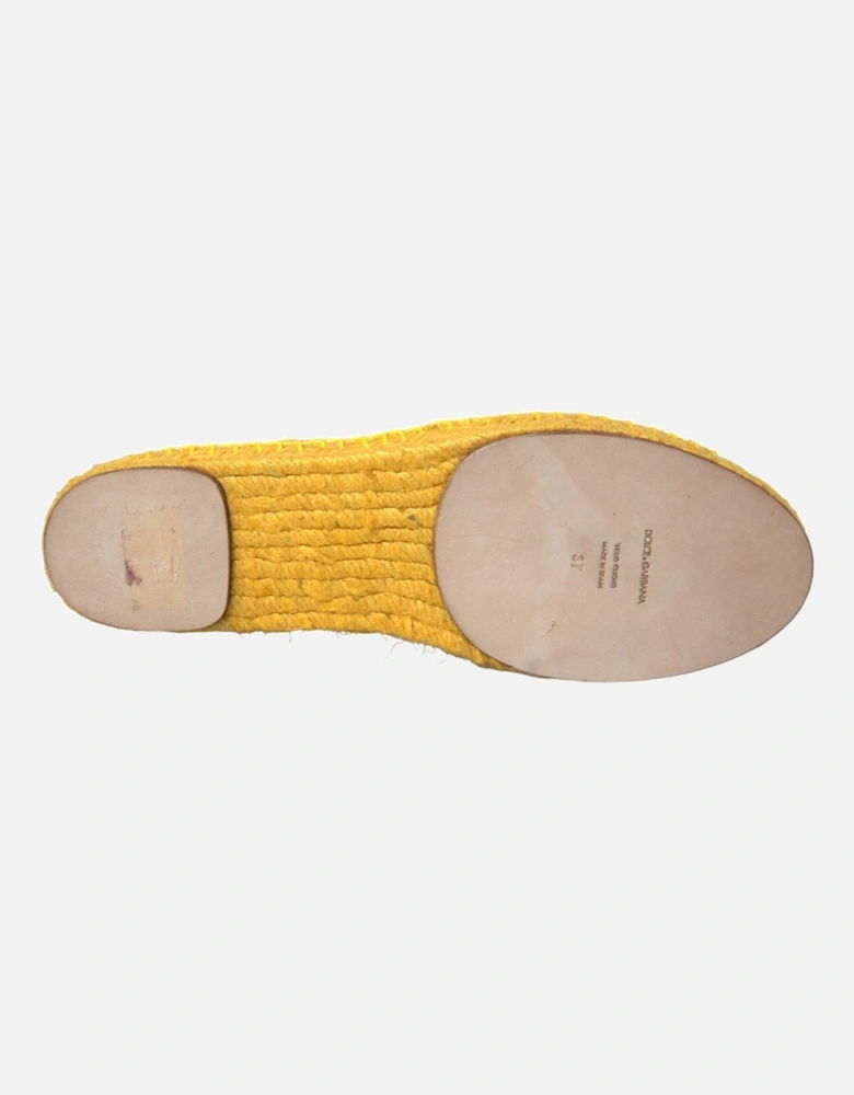 Lace Espadrille Loafers with Leather Sole. Women - Yellow Flats