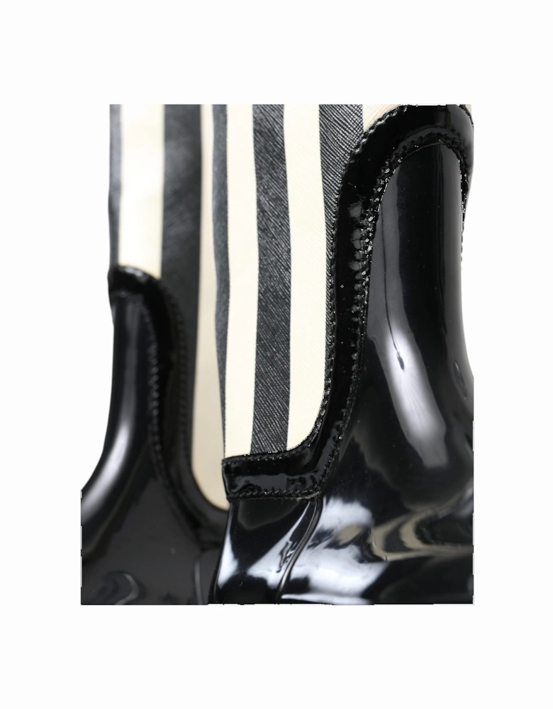 triped Tall Rain Boot ModelTall Boot Women - Black And White