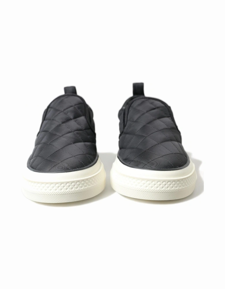 Quilted Low Top Sneakers in Black and White Women