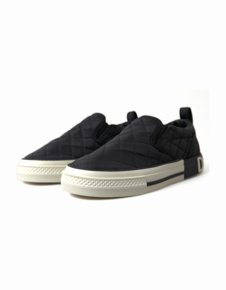 Quilted Low Top Sneakers in Black and White Women