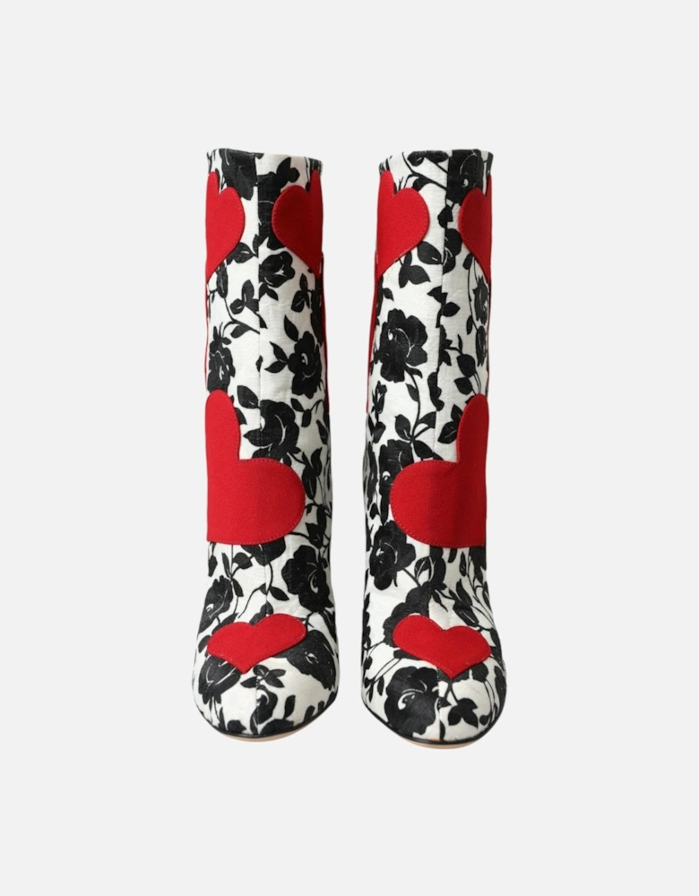Floral Leather High Boots Women - Black