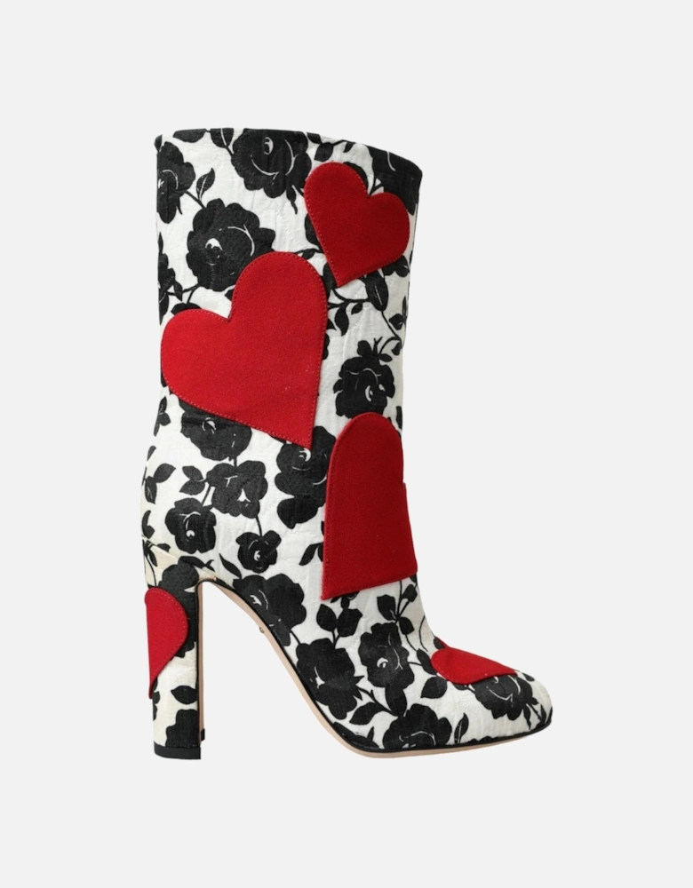 Floral Leather High Boots Women - Black