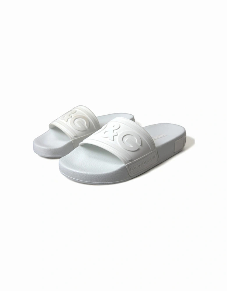 DG Embossed Logo Slides Women - White Sandals