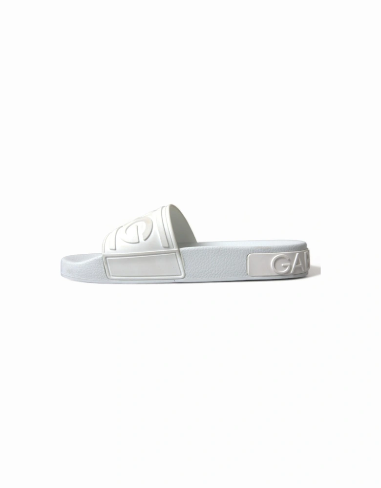 DG Embossed Logo Slides Women - White Sandals