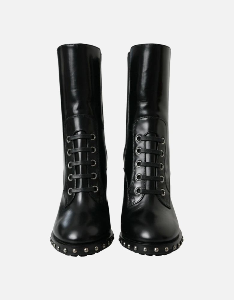 Embellished Lace-Up High Boots Women - Black