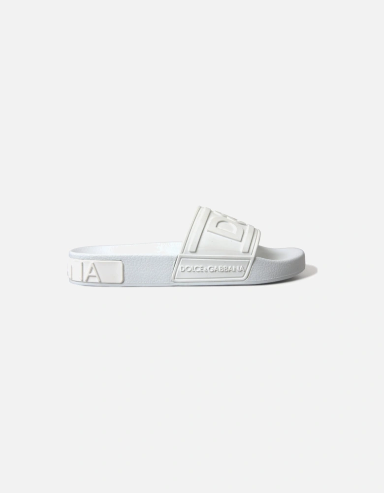 DG Embossed Logo Slides Women - White Sandals