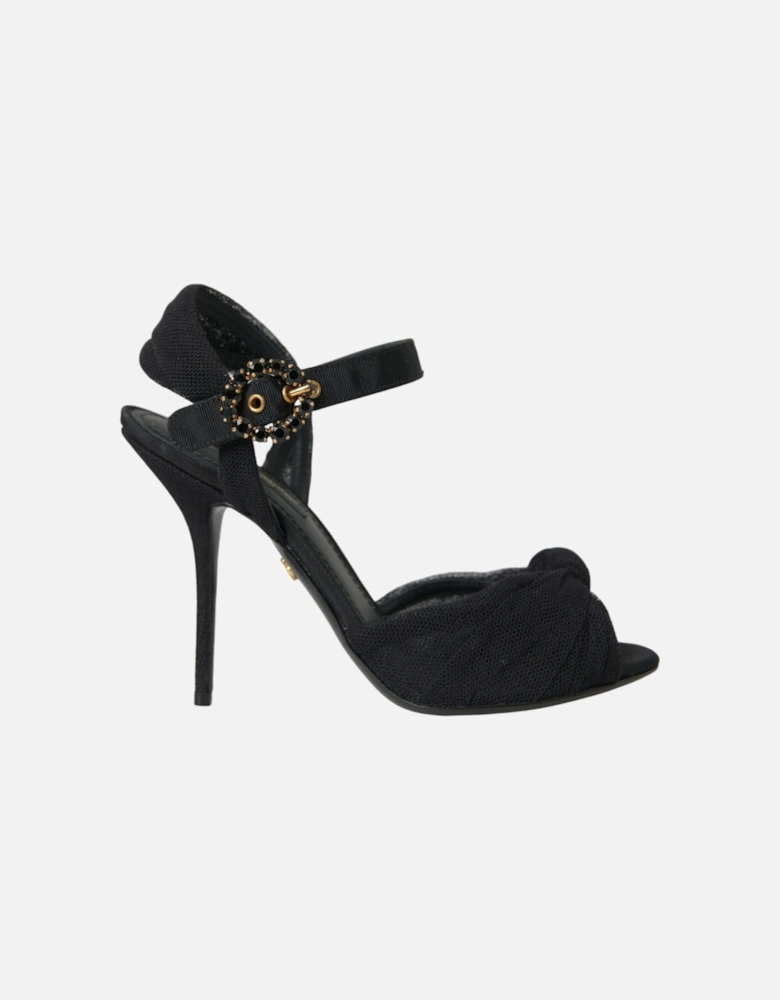 Embellished Ankle Strap Heel Sandals Women - Black