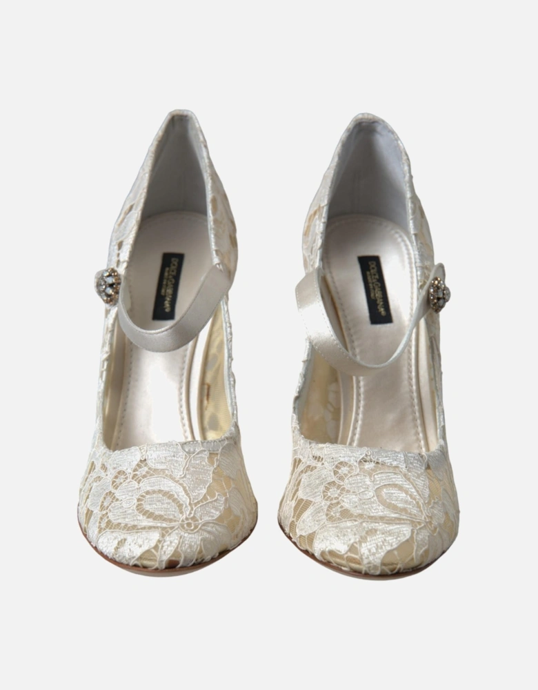 Lace Pumps Floral Style Women - Cream Sandals