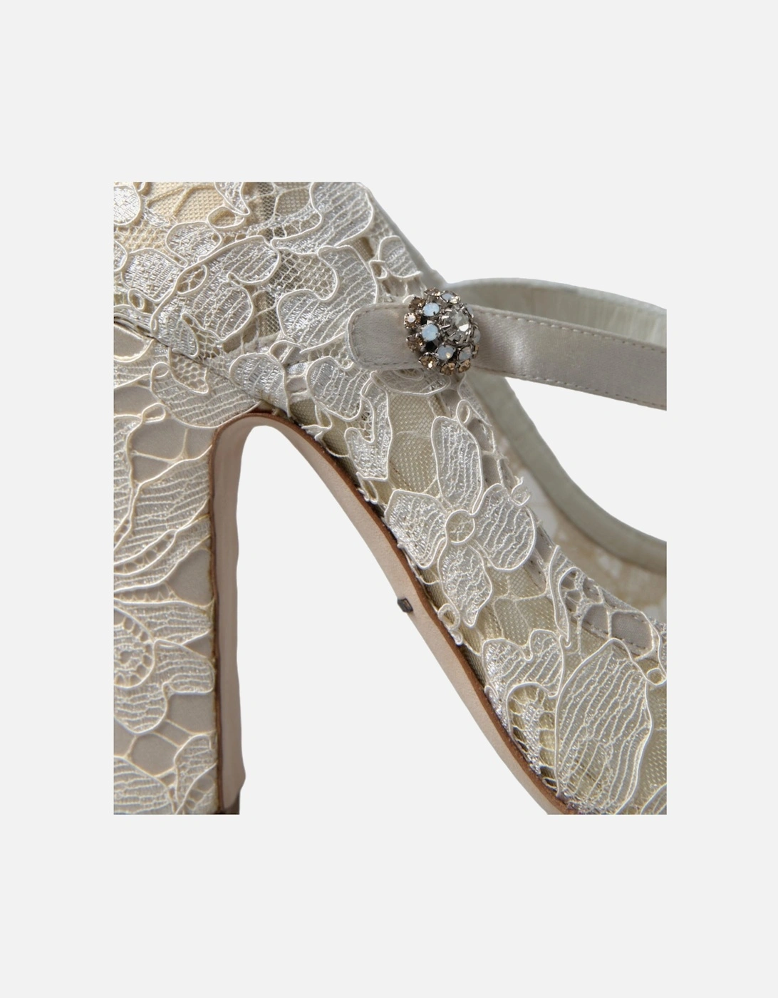 Lace Pumps Floral Style Women - Cream Sandals