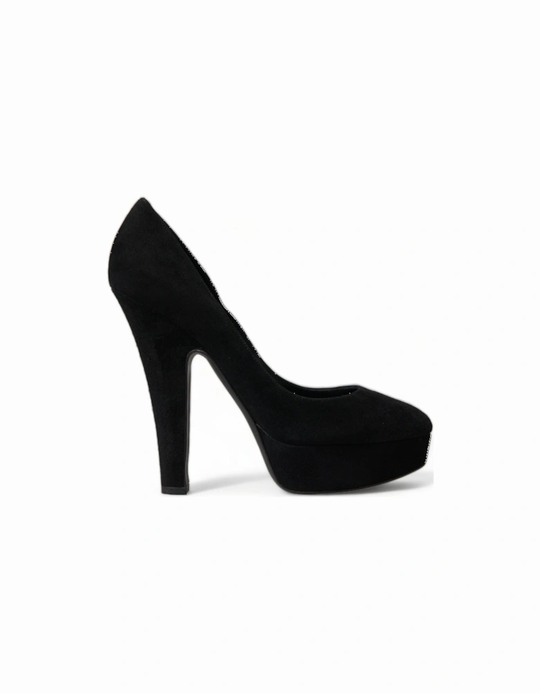 Platform Heels Suede Style Pumps Women - Black Sandals