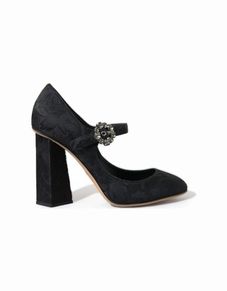 Floral Brocade Mary Jane Pumps Women - Black