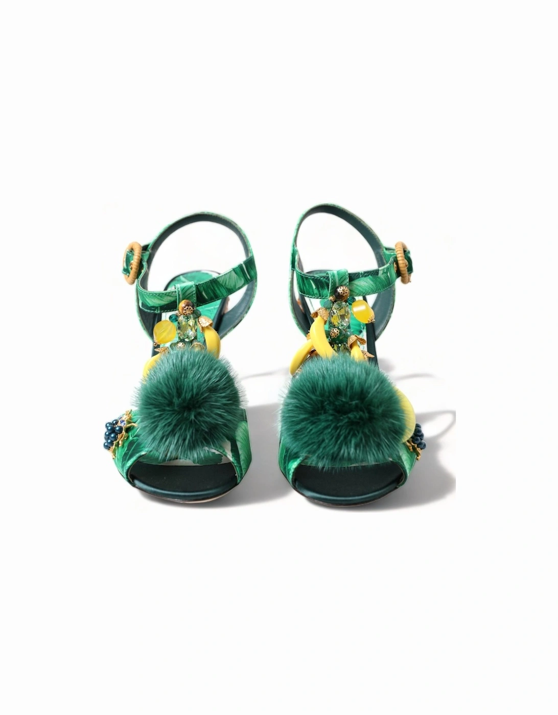 Tropical Print Wicker HeelsModel LA10444 Women - Green Sandals