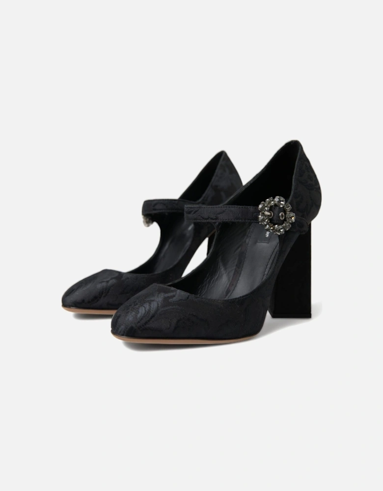 Floral Brocade Mary Jane Pumps Women - Black