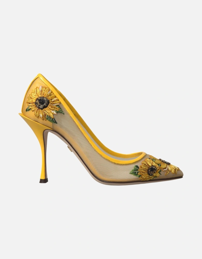 Floral Pointed Toe Stiletto Pumps Women - Yellow