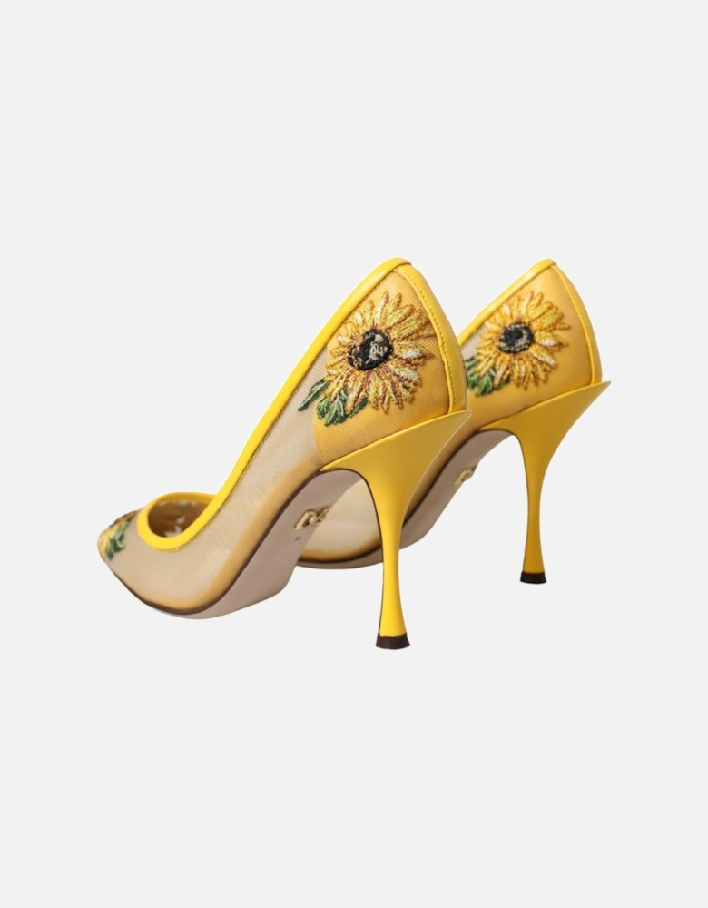 Floral Pointed Toe Stiletto Pumps Women - Yellow