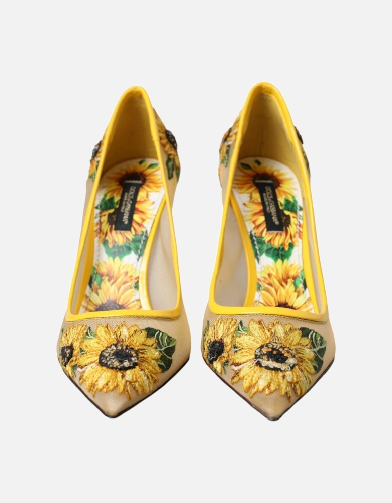 Floral Pointed Toe Stiletto Pumps Women - Yellow