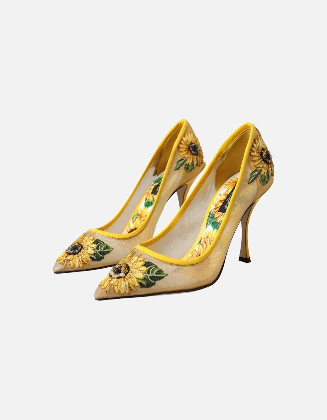 Floral Pointed Toe Stiletto Pumps Women - Yellow