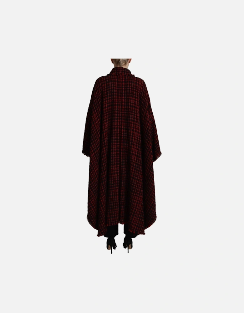 Red Black Tweed Cape KOS1933 Women - Black And Red Jackets