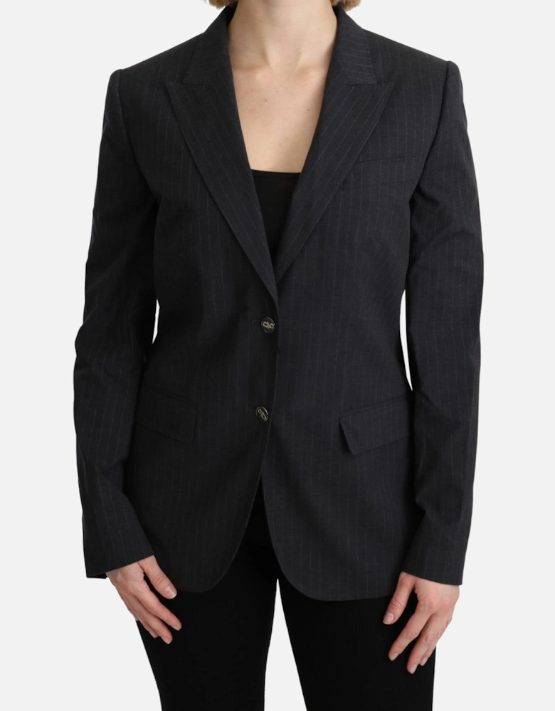 Pinstripe Blazer Long Sleeves Women - Gray Jackets