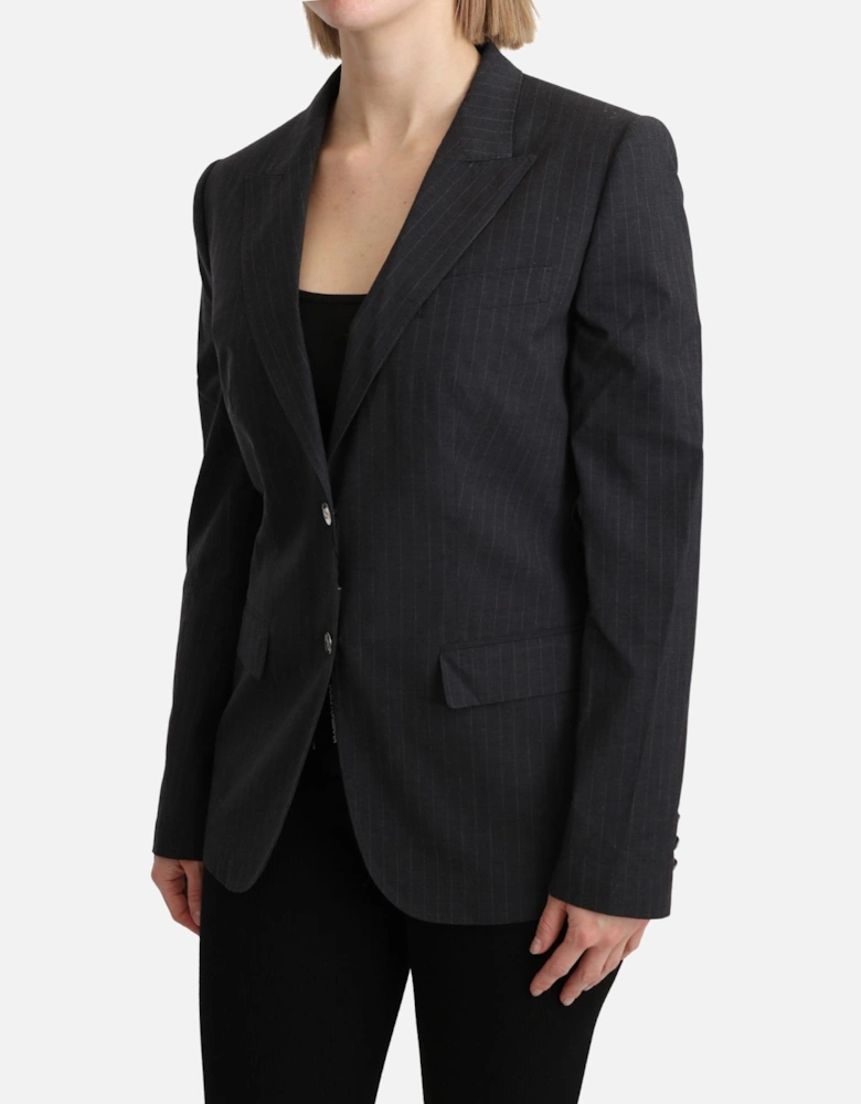 Pinstripe Blazer Long Sleeves Women - Gray Jackets