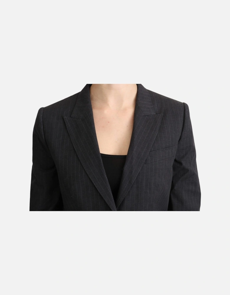 Pinstripe Blazer Long Sleeves Women - Gray Jackets
