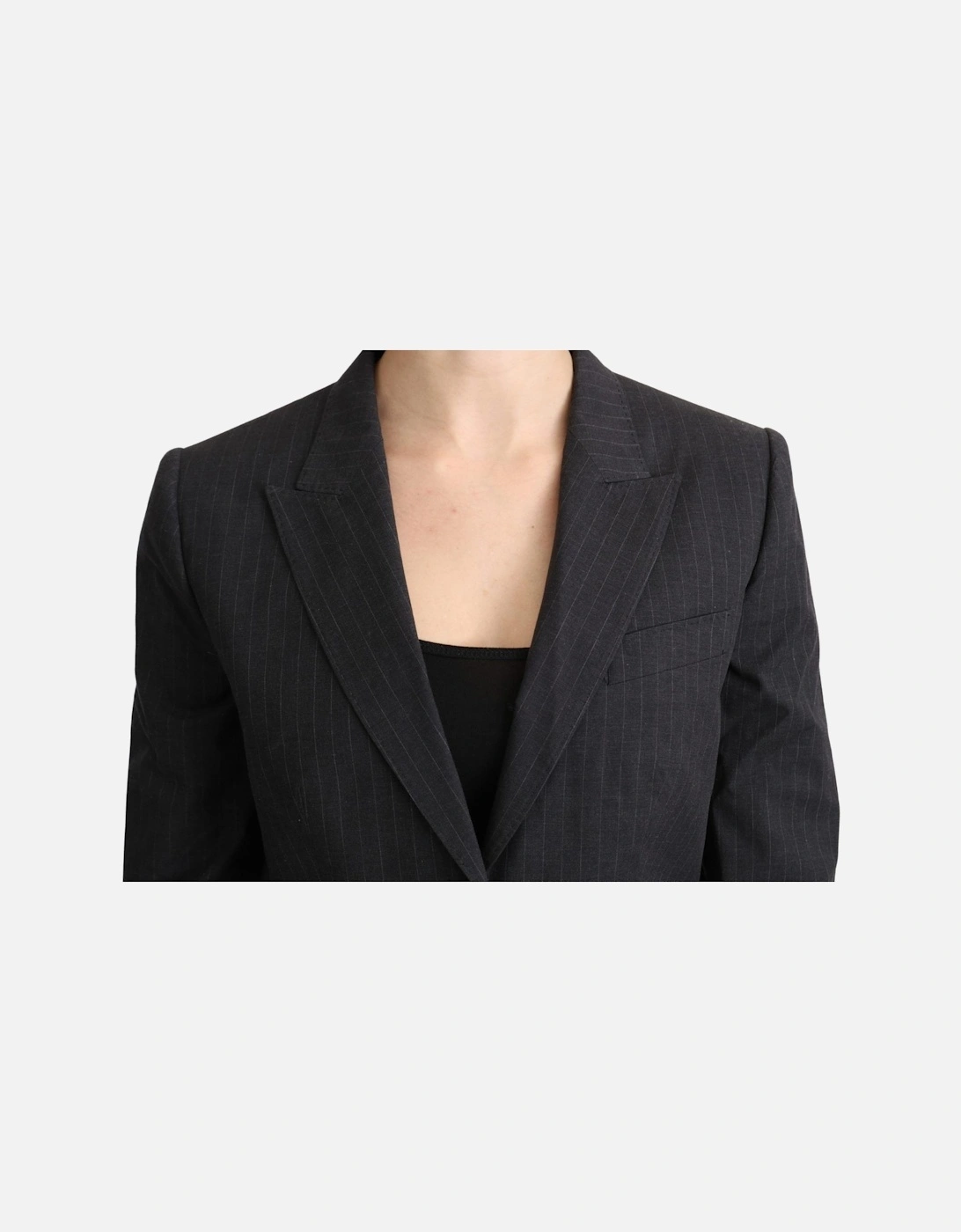 Pinstripe Blazer Long Sleeves Women - Gray Jackets