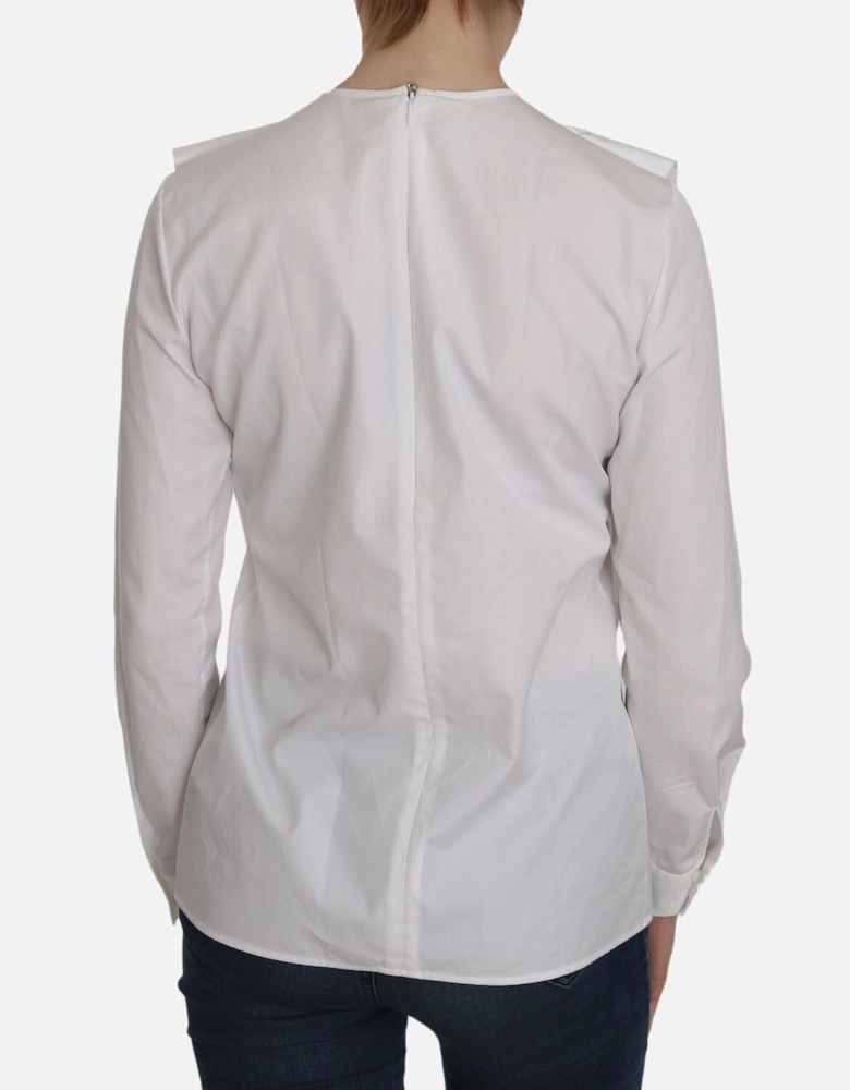 Long Sleeve Pleated Blouse Women - White T-Shirts