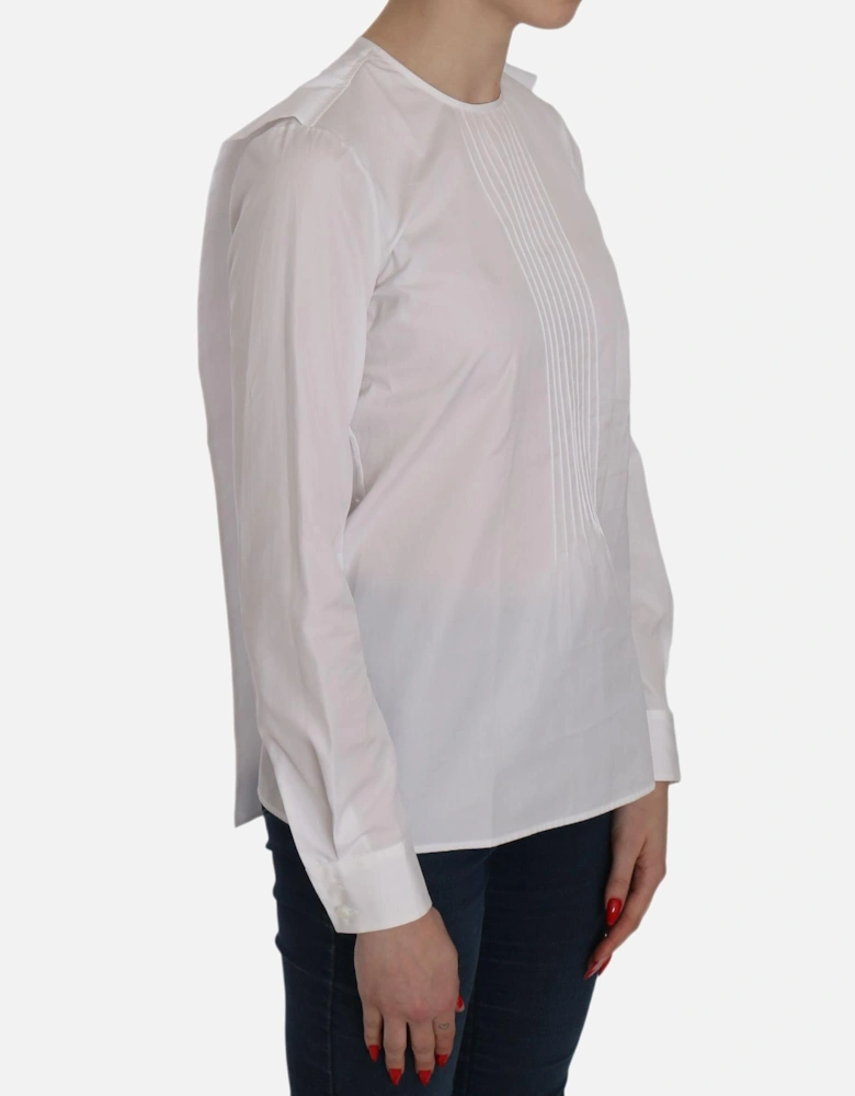 Long Sleeve Pleated Blouse Women - White T-Shirts